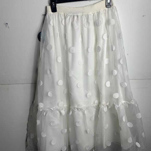 17. Anthropologie Eva Franco Tulle Midi Skirt White Organza - Picture 6 of 6